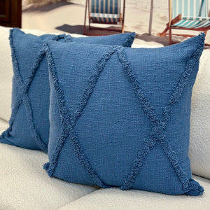 Blue Tufted Pillow