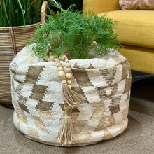 Load image into Gallery viewer, Beige/Taupe Patterned Pouf
