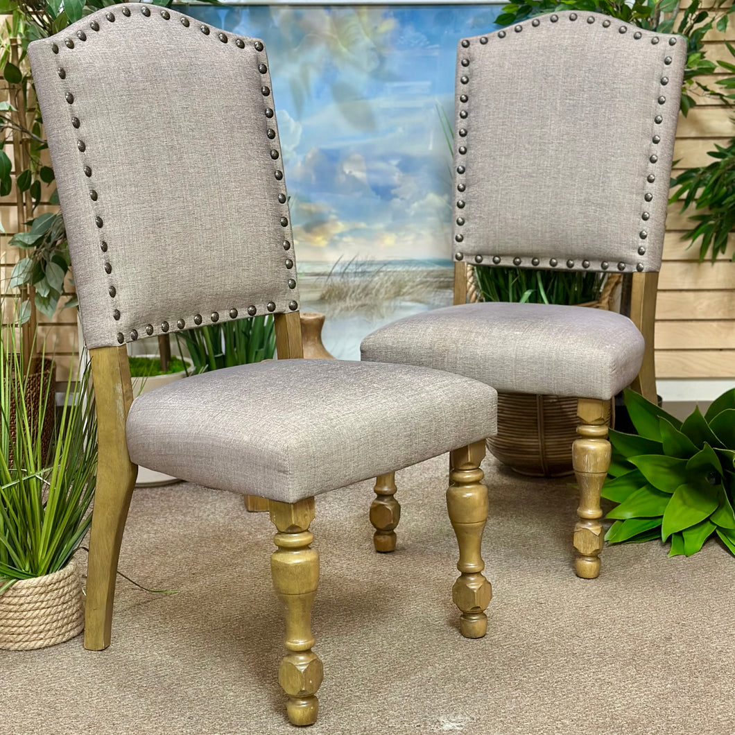 Grey Nailhead Dining Chair