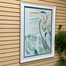 Load image into Gallery viewer, Heron w/ Palms &amp; Blue Mat Giclee
