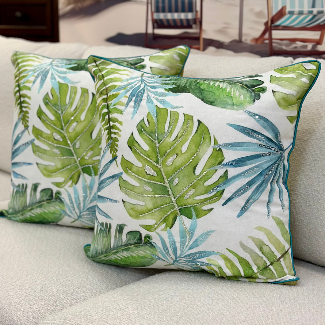 Beaded Palm Pillow