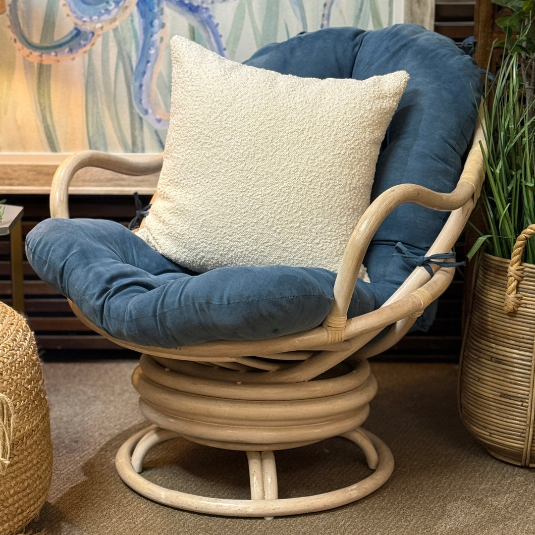 Wood/Blue Egg Swivel Rocker