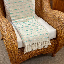 Load image into Gallery viewer, Aqua Stitched Ivory Throw
