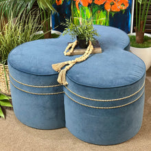 Load image into Gallery viewer, Royal Blue Clover Ottoman
