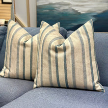 Load image into Gallery viewer, Blue Stripe Linen Down Pillow
