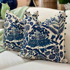 Blue Floral Down Pillow