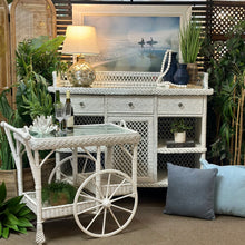Load image into Gallery viewer, White Wicker Bar Cart
