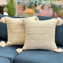 Load image into Gallery viewer, Natural Woven Pillow w/ Tassels
