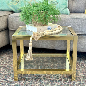 S/2 Hollywood Regency Brass Tables