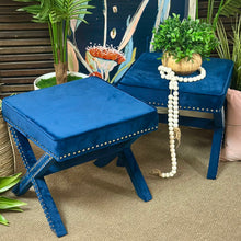 Load image into Gallery viewer, Blue Velvet Stool
