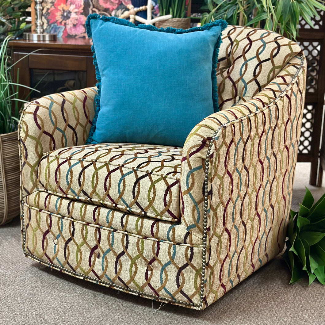 Flexsteel Teal/Taupe Trellis Glider