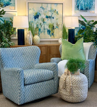 Load image into Gallery viewer, Blue &amp; Ivory Swivel Glider
