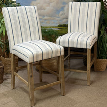 Load image into Gallery viewer, Linen &amp; Blue Striped Counter Stool
