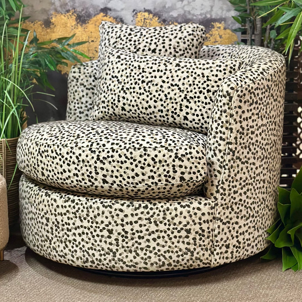 Crate & Barrel Spotted Swivel Chair
