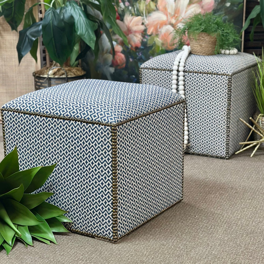 Custom Blue/White Ottoman