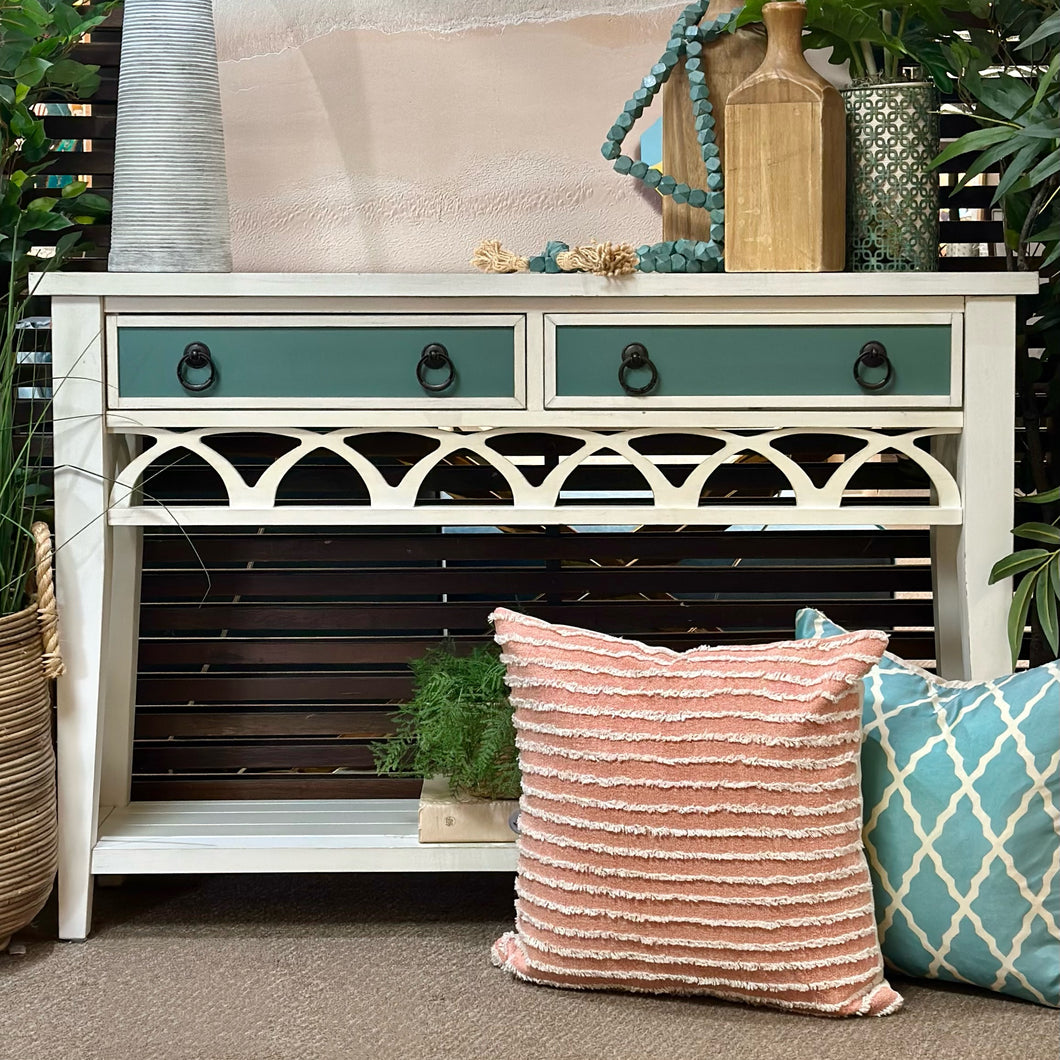 2DRW Teal/Ivory Console