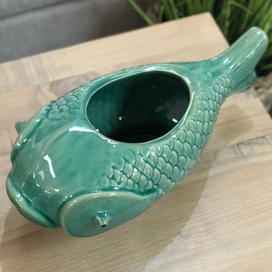 Teal Fish Planter/Vase