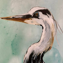 Load image into Gallery viewer, Left Aqua Heron Giclee Art
