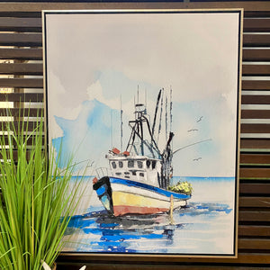 Serene Fishing Boat Art