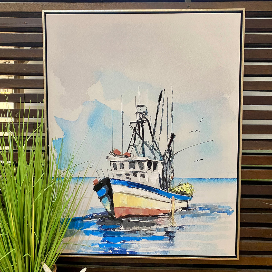 Serene Fishing Boat Art