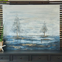 Load image into Gallery viewer, Navy/White Sailing Art
