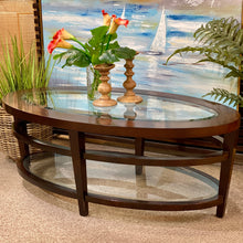 Load image into Gallery viewer, Wood Oval Coffee Table w/ Glass Top
