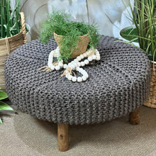 Load image into Gallery viewer, Round Grey Woven Ottoman
