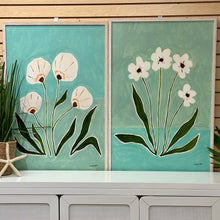 Load image into Gallery viewer, Aqua/White Flowers II Art
