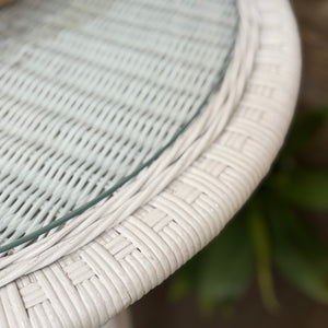 White Wicker Side Table