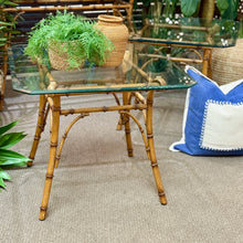 Load image into Gallery viewer, Bamboo Look Glass Top Side Table
