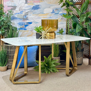 Faux Marble Top Dining Table