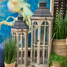Load image into Gallery viewer, Sm Metal/Wood Lantern
