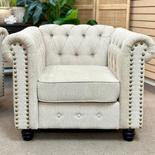 Load image into Gallery viewer, Oatmeal Chesterfield Chair
