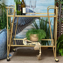 Load image into Gallery viewer, Gold Mirrored Bar Cart
