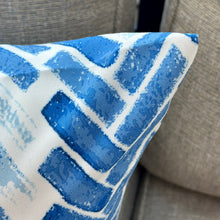 Load image into Gallery viewer, Blue Chevron Outdoor Pillow
