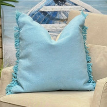 Load image into Gallery viewer, Aqua Fringe Down Pillow
