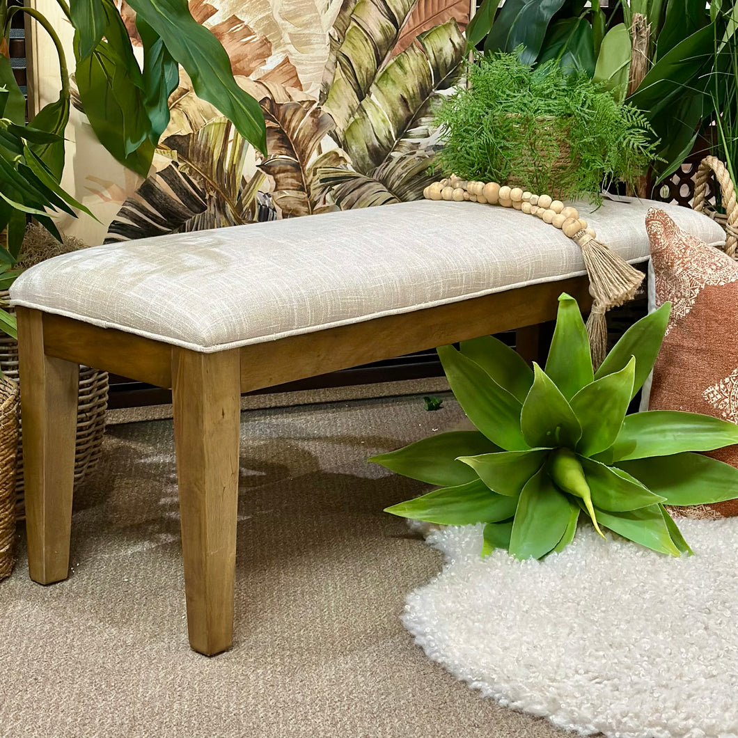 Beige Upholstered Bench
