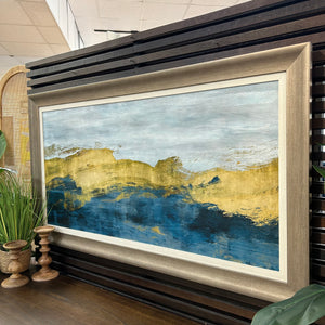 Framed Blue & Gold Abstract