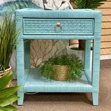Load image into Gallery viewer, Aqua Rattan Nightstand
