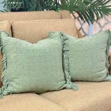 Load image into Gallery viewer, Green Fringe Down Alternative Pillow
