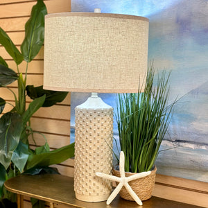 Beige Pyramid Textured Lamp