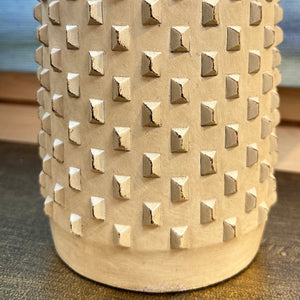 Beige Pyramid Textured Lamp