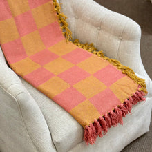 Load image into Gallery viewer, Pink &amp; Gold Fringe Throw
