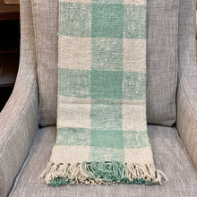 Load image into Gallery viewer, Green &amp; White Cotton Throw
