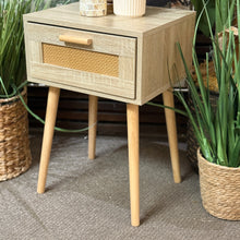 Load image into Gallery viewer, Wood/Cane Nightstand
