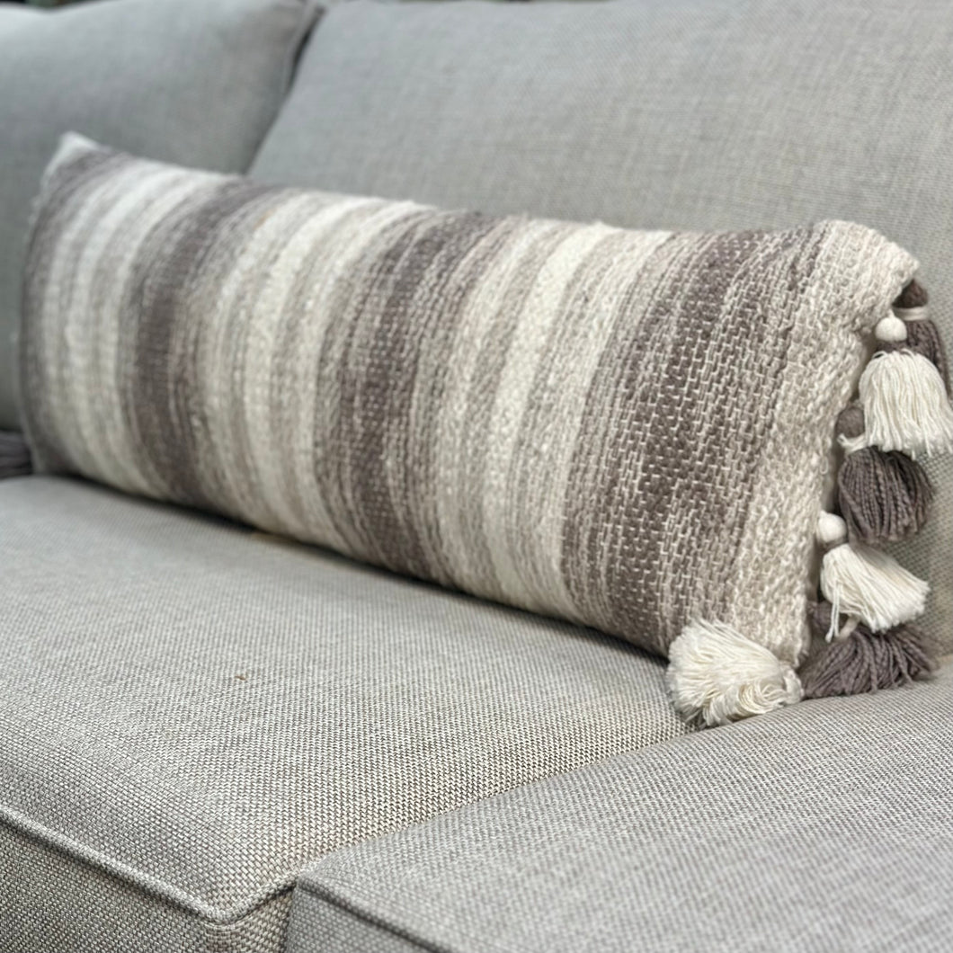 Grey/White Tassles Lumbar