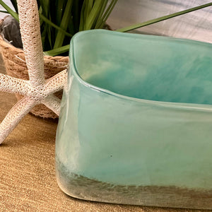 Aqua Glass Rectangle Vase