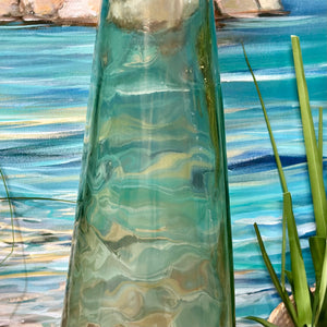 Tall Aqua Glass Vase
