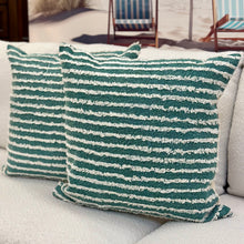 Load image into Gallery viewer, Teal Shag Stripe Pillow
