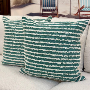 Teal Shag Stripe Pillow